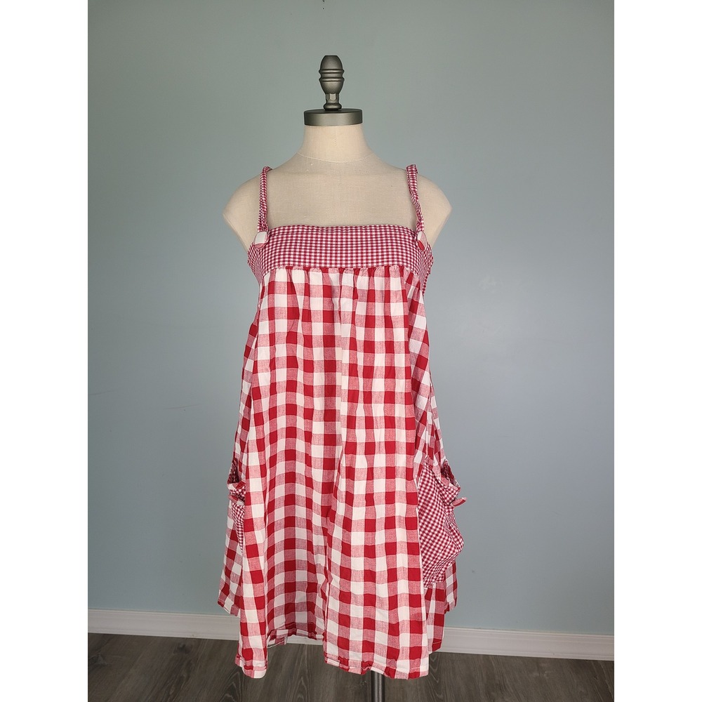 Montaeu Babydoll Red Gingham Plaid Mini Dress Old Money Nantucket Beach Chic